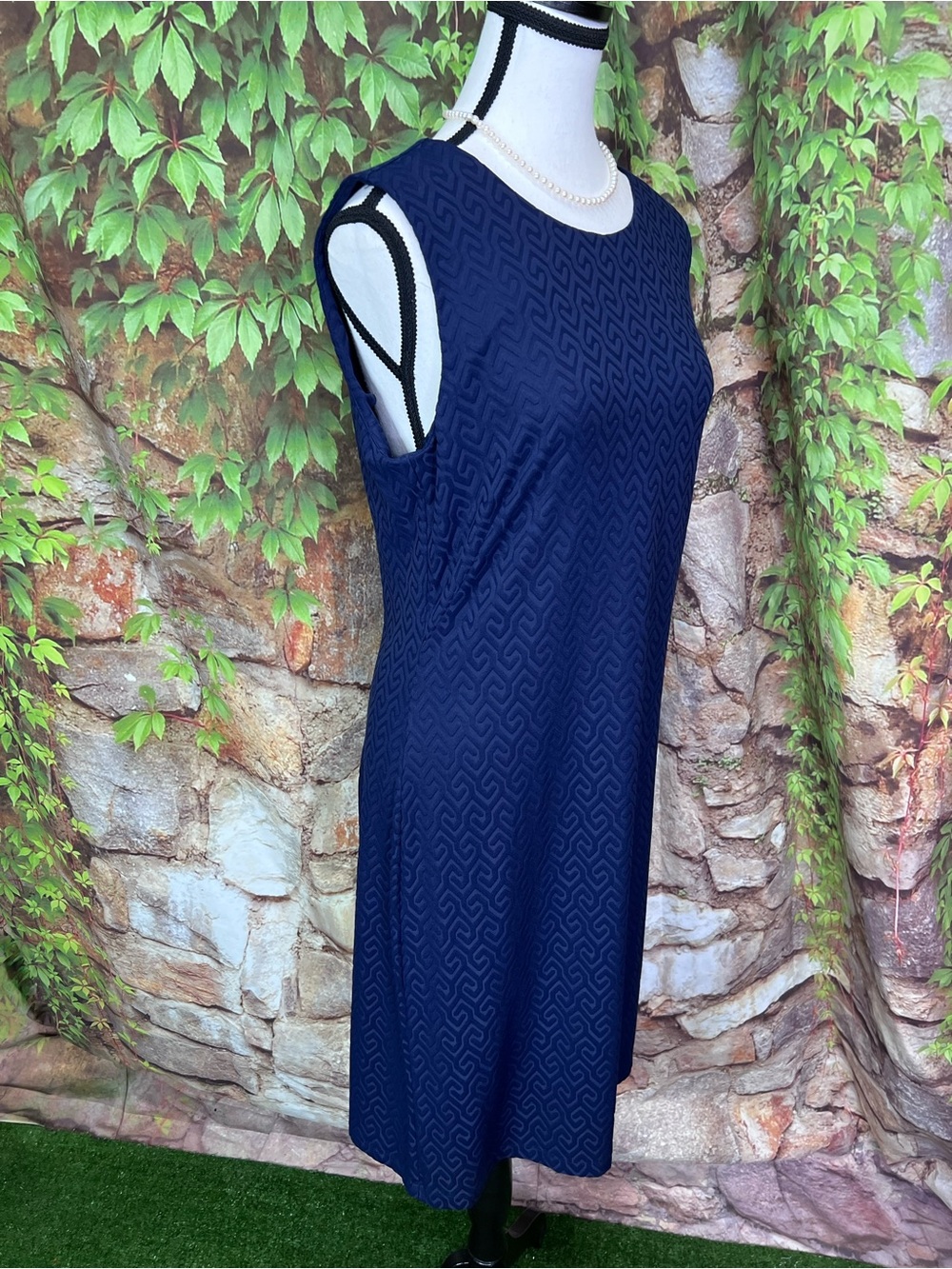 J. MCLAUGHLIN Textured Stretch Preppy Blue Coastal Sheath Dress, M - Picture 9 of 11